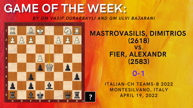 Game of the Week XVI: Mastrovasilis, Dimitrios (2618) – Fier, Alexandr (2583)