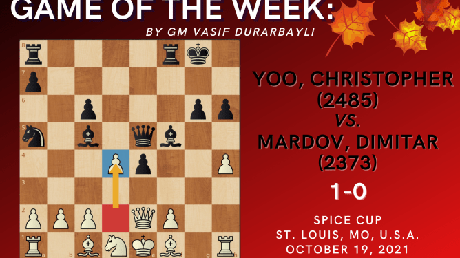 Game of the Week XLII: Yoo, Christopher (2485) – Mardov, Dimitar (2373)